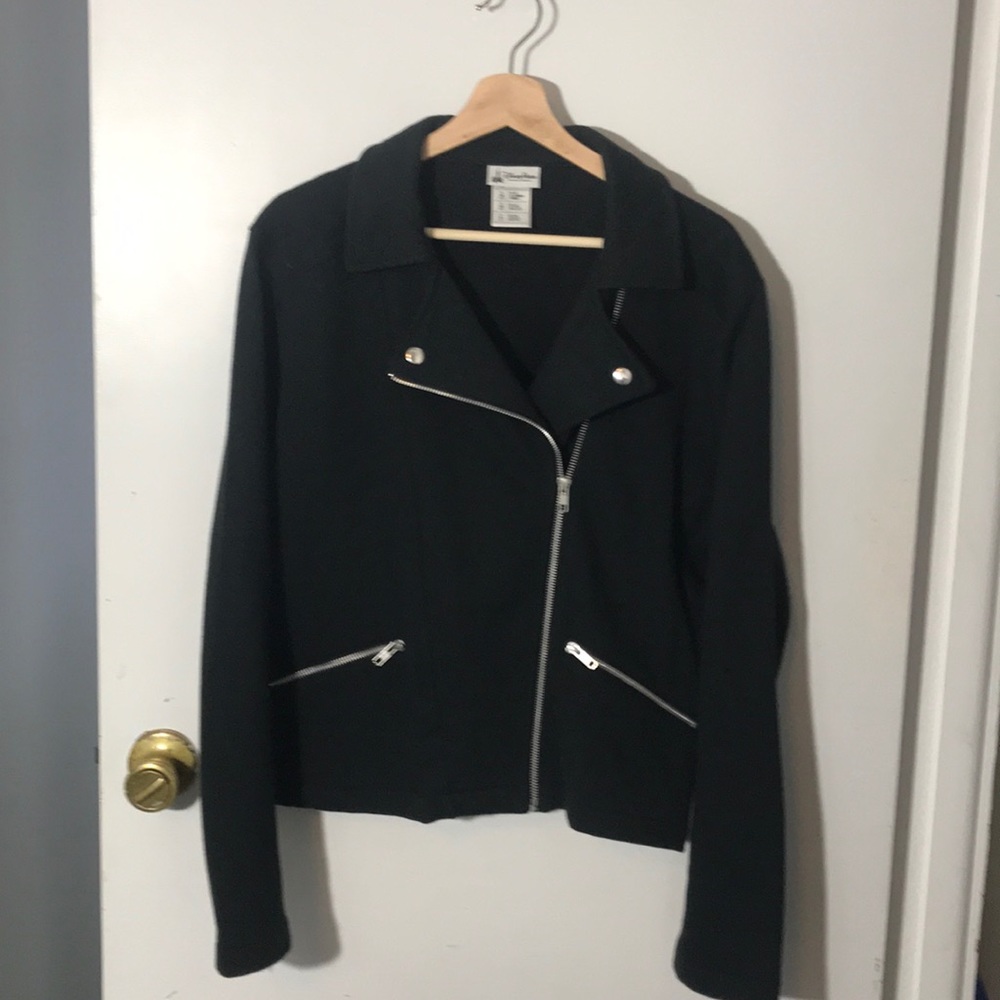Disney Parks Black Sweatshirt Material Moto Jacket